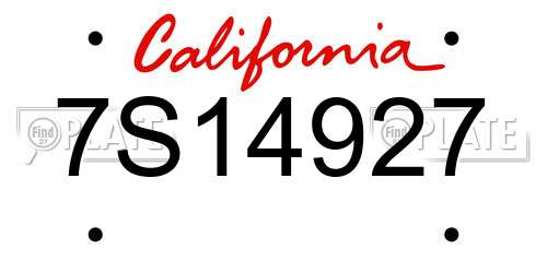 7S14927 California License Plate