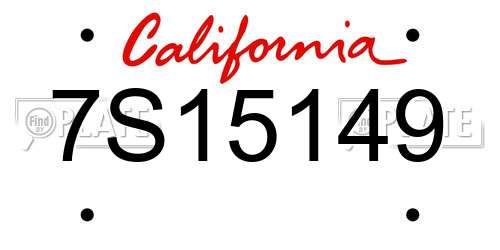 7S15149 California License Plate