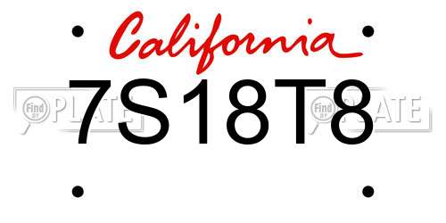 7S18T8 California License Plate