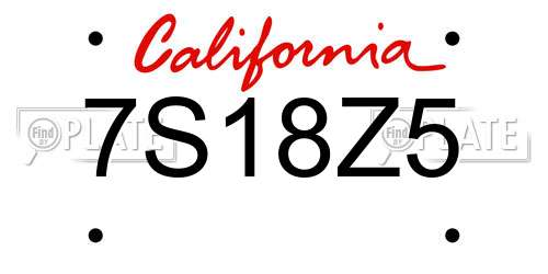 7S18Z5 California License Plate