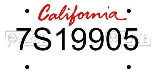 7S19905 California License Plate