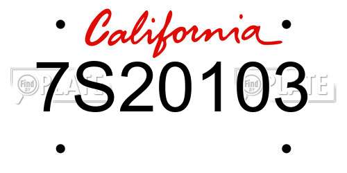 7S20103 California License Plate