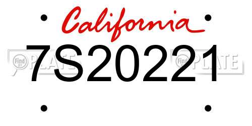 7S20221 California License Plate