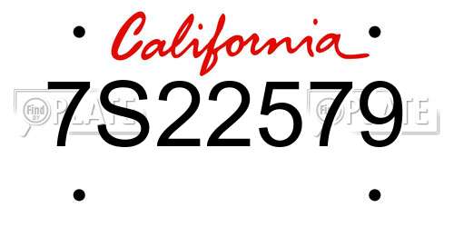 7S22579 California License Plate