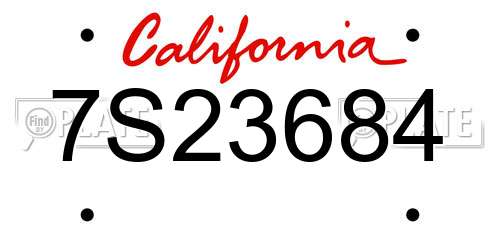 7S23684 California License Plate