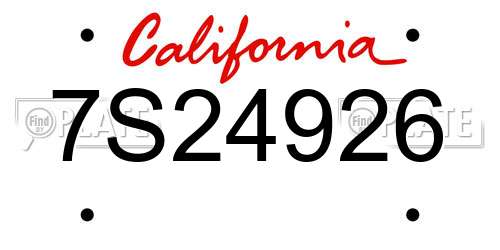 7S24926 California License Plate