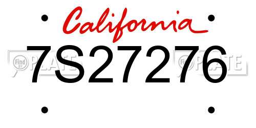 7S27276 California License Plate