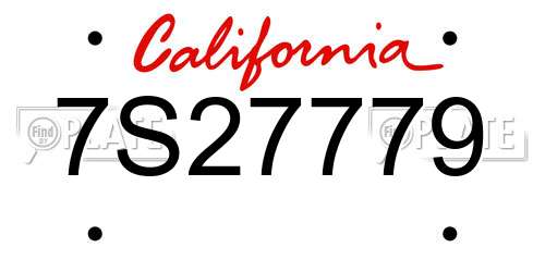 7S27779 California License Plate