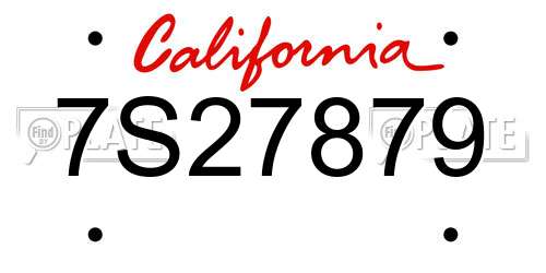 7S27879 California License Plate