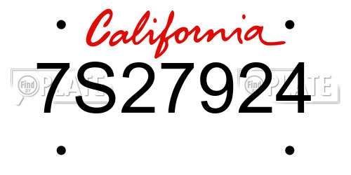 7S27924 California License Plate