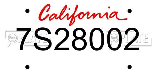 7S28002 California License Plate