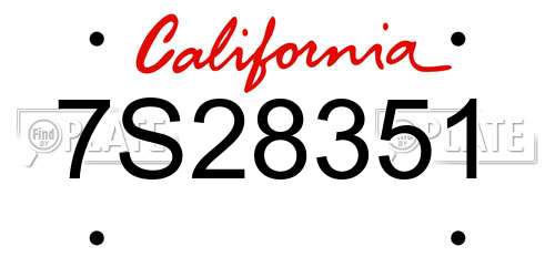 7S28351 California License Plate