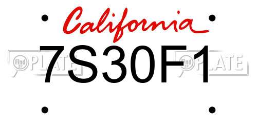 7S30F1 California License Plate
