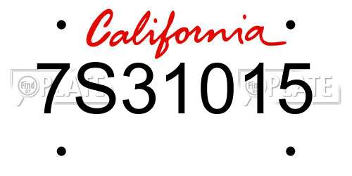 7S31015 California License Plate