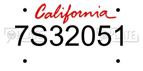 7S32051 California License Plate
