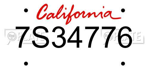 7S34776 California License Plate