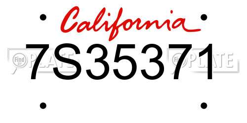 7S35371 California License Plate