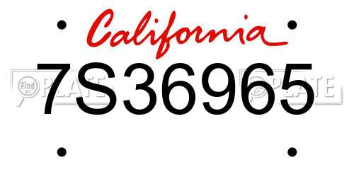 7S36965 California License Plate