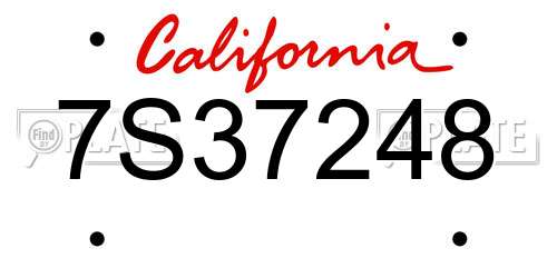 7S37248 California License Plate