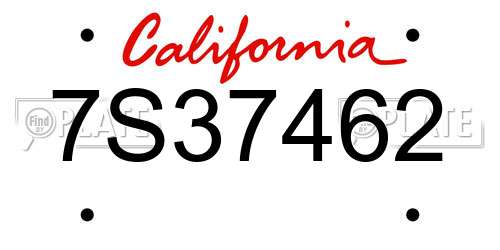 7S37462 California License Plate