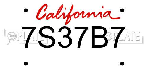 7S37B7 California License Plate