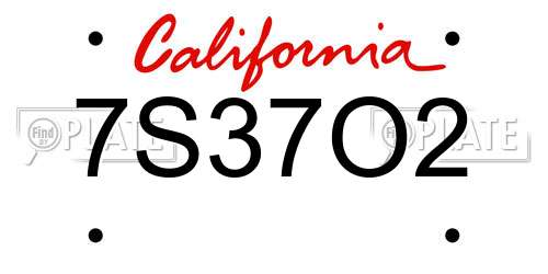 7S37O2 California License Plate