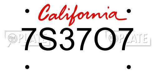 7S37O7 California License Plate
