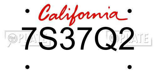7S37Q2 California License Plate
