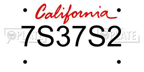 7S37S2 California License Plate