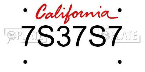7S37S7 California License Plate
