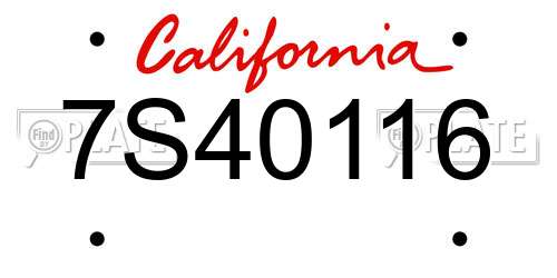7S40116 California License Plate