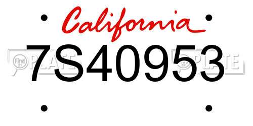 7S40953 California License Plate