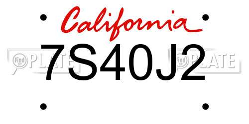 7S40J2 California License Plate
