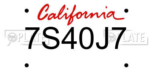 7S40J7 California License Plate