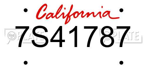 7S41787 California License Plate