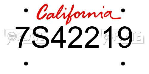7S42219 California License Plate