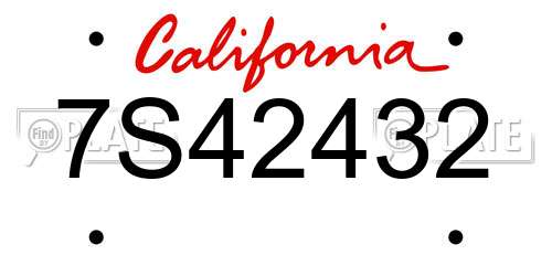 7S42432 California License Plate