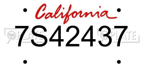 7S42437 California License Plate