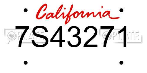 7S43271 California License Plate