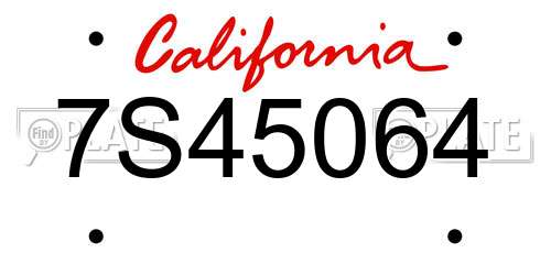 7S45064 California License Plate