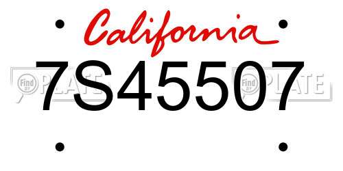 7S45507 California License Plate