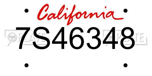 7S46348 California License Plate
