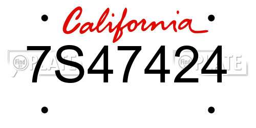 7S47424 California License Plate