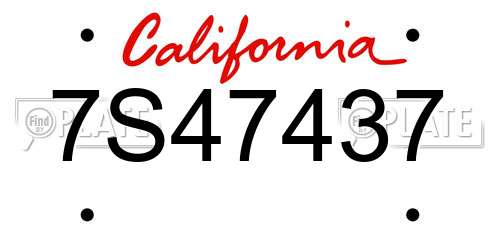 7S47437 California License Plate