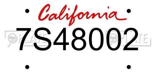7S48002 California License Plate