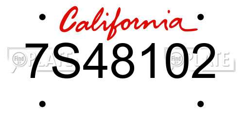 7S48102 California License Plate