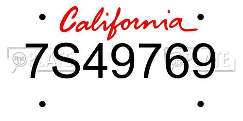 7S49769 California License Plate