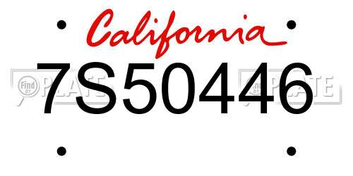 7S50446 California License Plate