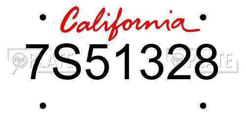 7S51328 California License Plate