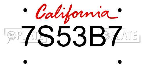 7S53B7 California License Plate